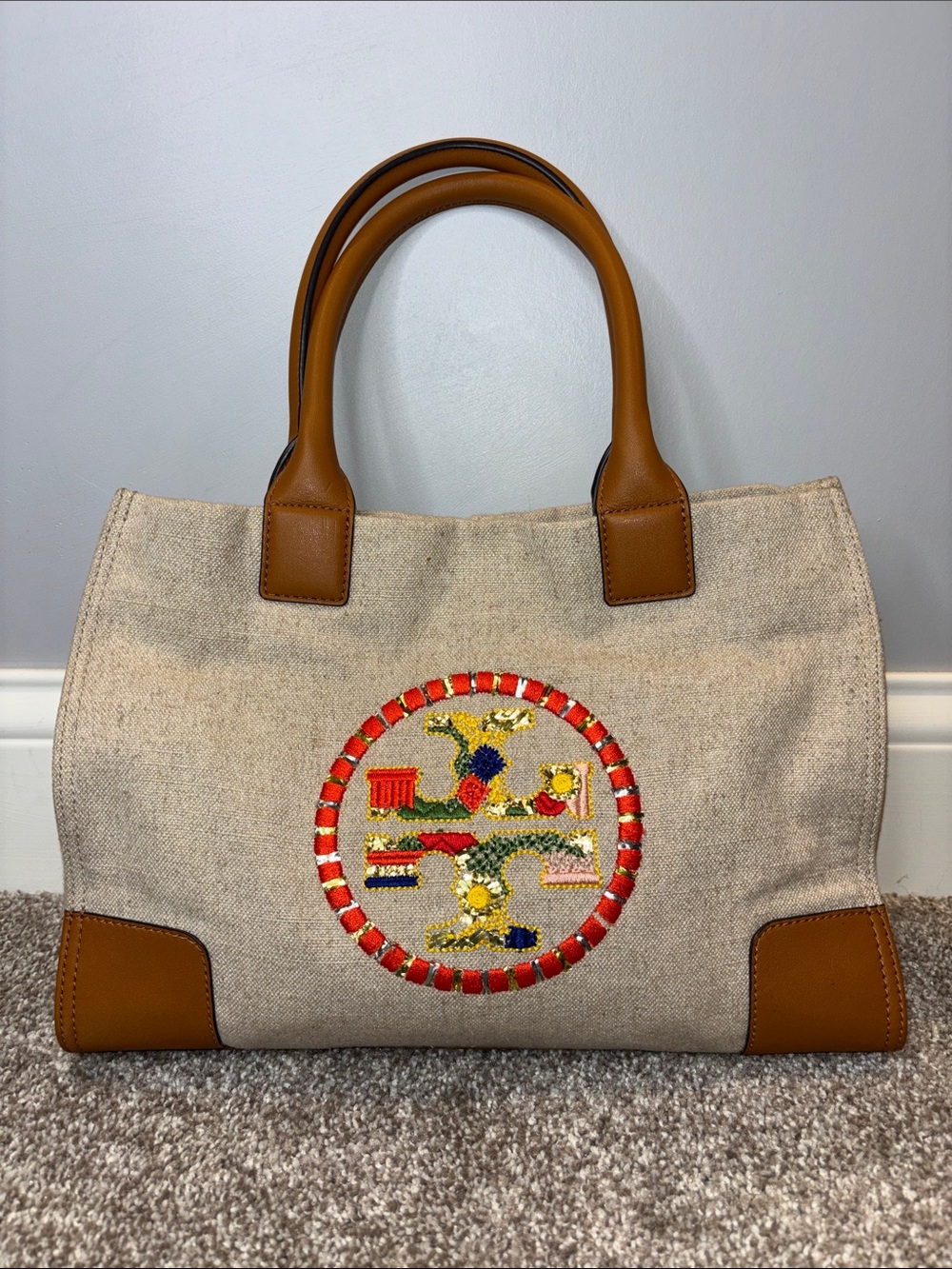 Tory Burch Embroidered Canvas Ella Tote